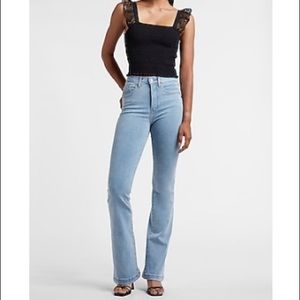 Express High Waisted Light Wash Flare Jeans